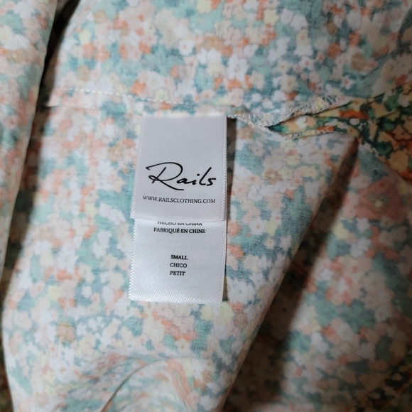 Rails Amal Cassia Floral Long Sleeve V-Neck Tie Spring Floral Top Size Small - Picture 3 of 9